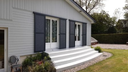 Grands volets coulissant alu gris